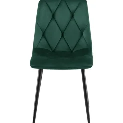 CLP Set van 2 Eetkamerstoel Clairton zwart Frame - Fluweel - groen