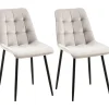 Eetkamerstoelen-CLP Set van 2 Eetkamerstoel Gifford mat zwart Frame - Fluweel - grijs
