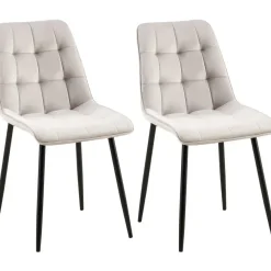 Eetkamerstoelen-CLP Set van 2 Eetkamerstoel Gifford mat zwart Frame - Fluweel - grijs