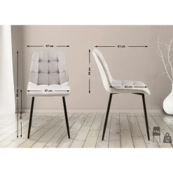 Eetkamerstoelen-CLP Set van 2 Eetkamerstoel Gifford mat zwart Frame - Fluweel - grijs