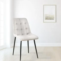 Eetkamerstoelen-CLP Set van 2 Eetkamerstoel Gifford mat zwart Frame - Fluweel - grijs