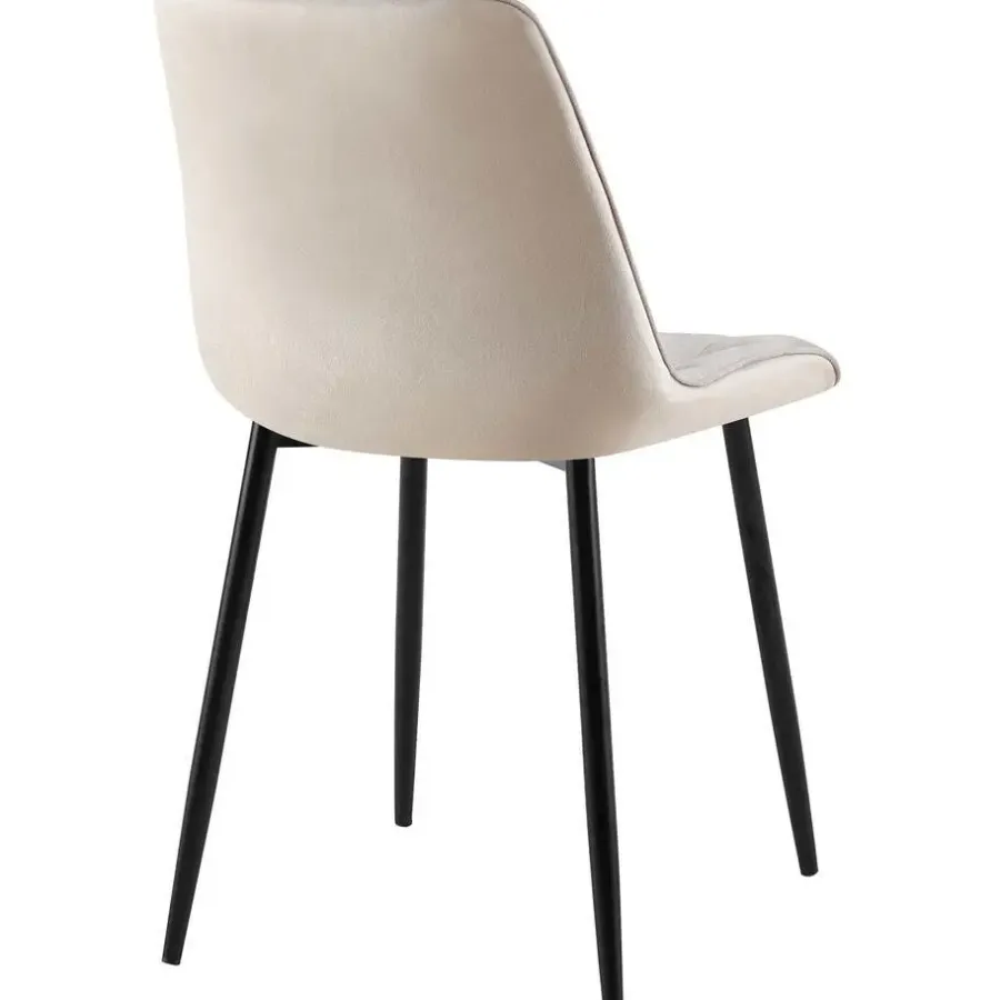 Eetkamerstoelen-CLP Set van 2 Eetkamerstoel Gifford mat zwart Frame - Fluweel - grijs