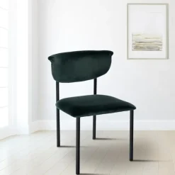 Eetkamerstoelen-CLP Set van 2 Eetkamerstoel Gambell Fluweel - donkergroen