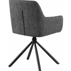 Eetkamerstoelen-CLP Set van 2 Eetkamerstoel Tipton zwart Frame - Stof - donkergrijs