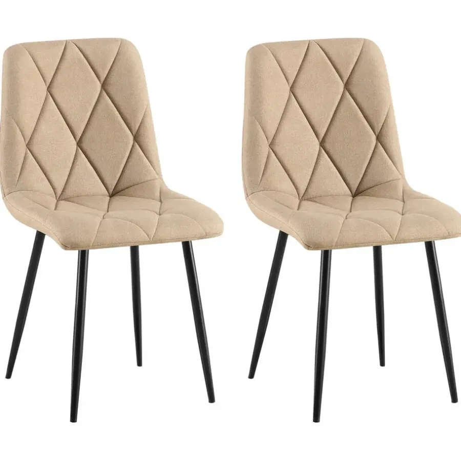 CLP Set van 2 Eetkamerstoel Clairton zwart Frame - Stof - taupe