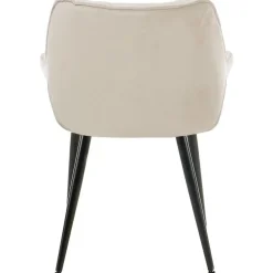 Eetkamerstoelen-CLP Set van 4 Eetkamerstoel Tanna zwart Frame - Fluweel - creme