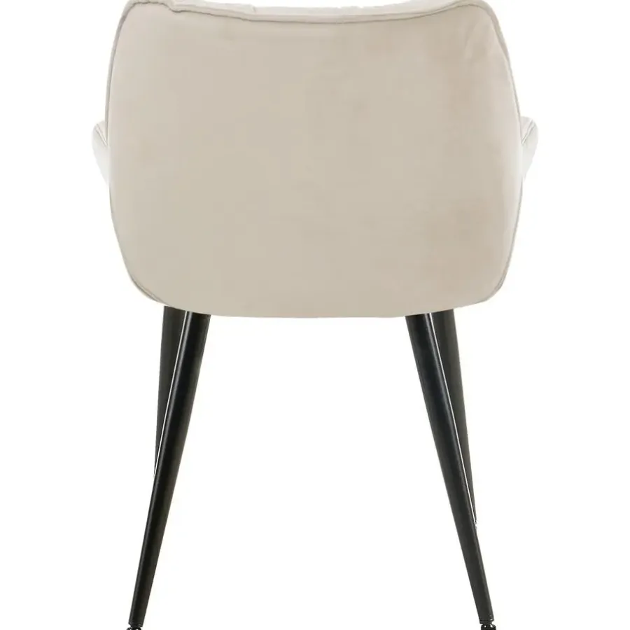 Eetkamerstoelen-CLP Set van 4 Eetkamerstoel Tanna zwart Frame - Fluweel - creme
