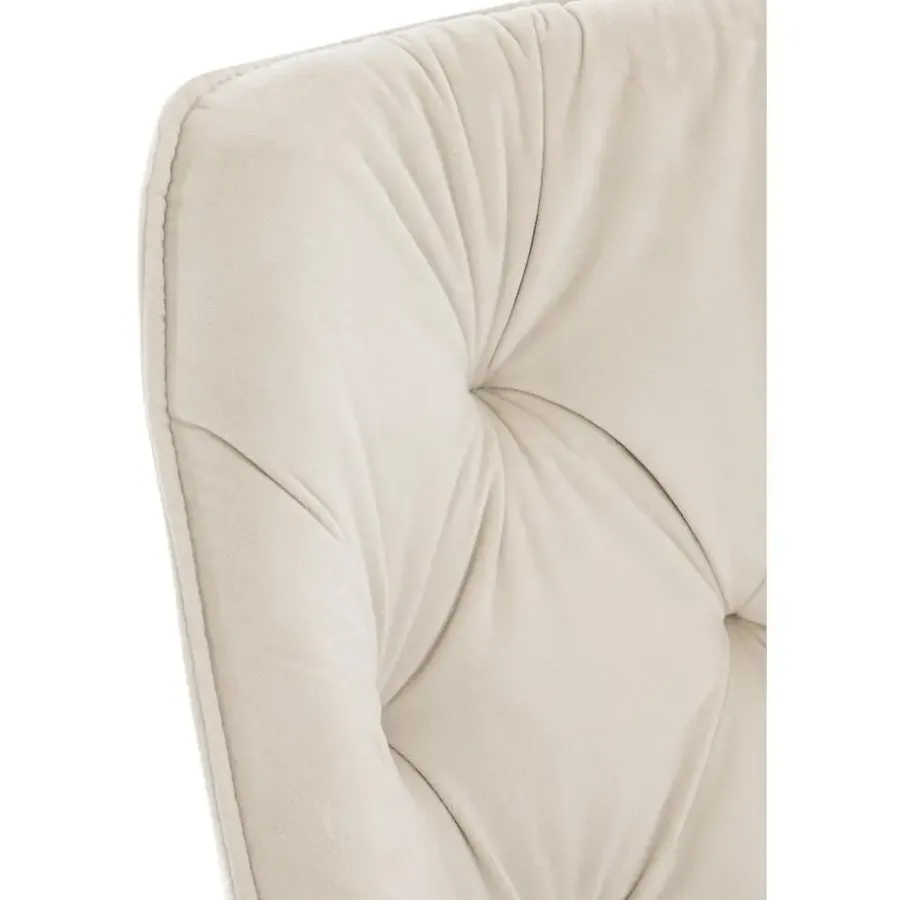 Eetkamerstoelen-CLP Set van 4 Eetkamerstoel Tanna zwart Frame - Fluweel - creme