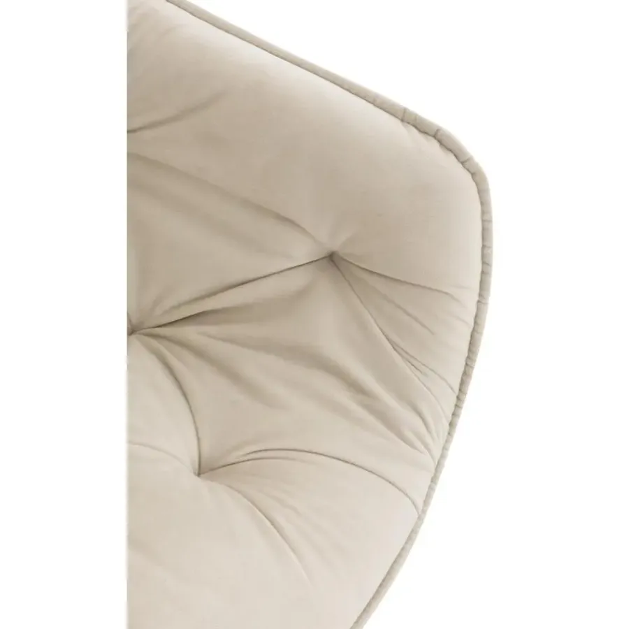 Eetkamerstoelen-CLP Set van 4 Eetkamerstoel Tanna zwart Frame - Fluweel - creme