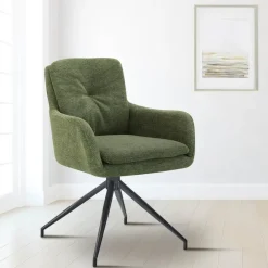 CLP Set van 2 Eetkamerstoel Pickett mat zwart Frame - Stof - groen
