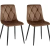 Eetkamerstoelen-CLP Set van 2 Eetkamerstoel Clairton zwart Frame - Fluweel - bruin