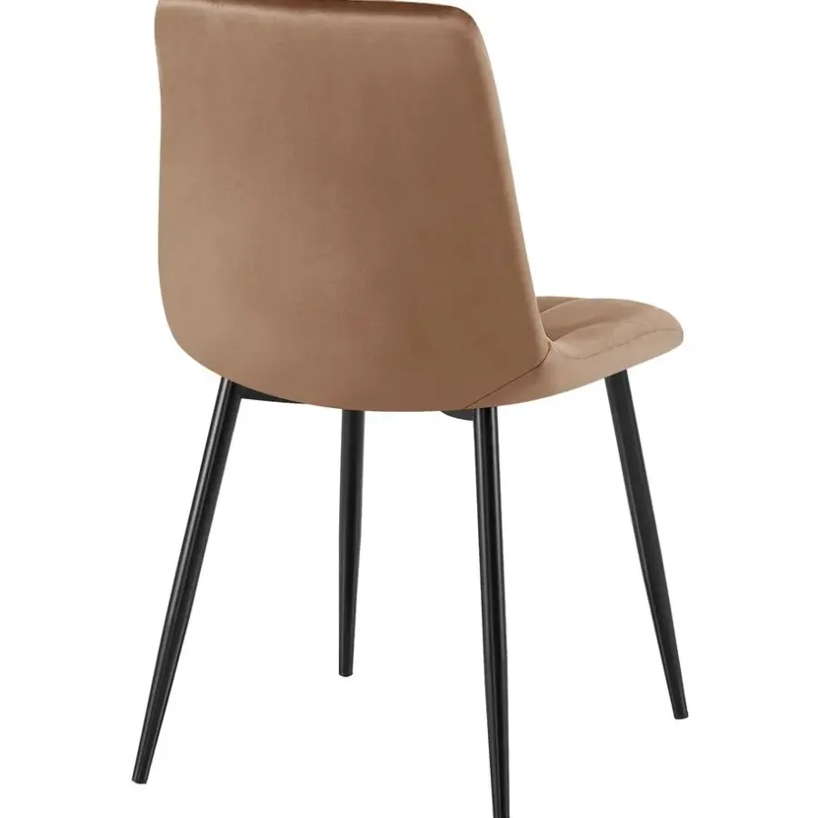 Eetkamerstoelen-CLP Set van 2 Eetkamerstoel Clairton zwart Frame - Fluweel - bruin
