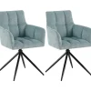 Eetkamerstoelen-CLP Set van 2 Eetkamerstoel Jonah zwart Frame - Stof - turkis