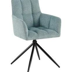 Eetkamerstoelen-CLP Set van 2 Eetkamerstoel Jonah zwart Frame - Stof - turkis