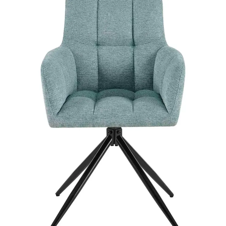 Eetkamerstoelen-CLP Set van 2 Eetkamerstoel Jonah zwart Frame - Stof - turkis