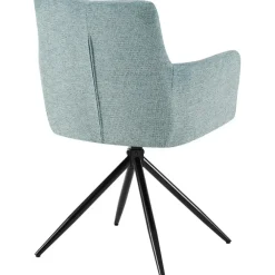 Eetkamerstoelen-CLP Set van 2 Eetkamerstoel Jonah zwart Frame - Stof - turkis