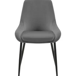 Eetkamerstoelen-CLP Set van 2 Eetkamerstoel Elmira zwart Frame - Fluweel - donkergrijs