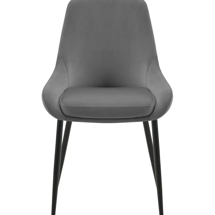 Eetkamerstoelen-CLP Set van 2 Eetkamerstoel Elmira zwart Frame - Fluweel - donkergrijs