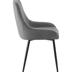 Eetkamerstoelen-CLP Set van 2 Eetkamerstoel Elmira zwart Frame - Fluweel - donkergrijs