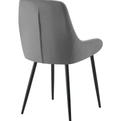 Eetkamerstoelen-CLP Set van 2 Eetkamerstoel Elmira zwart Frame - Fluweel - donkergrijs