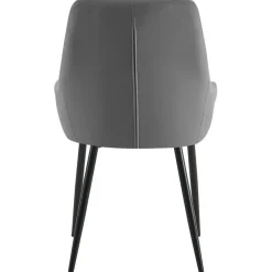 Eetkamerstoelen-CLP Set van 2 Eetkamerstoel Elmira zwart Frame - Fluweel - donkergrijs