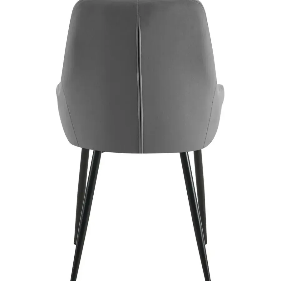 Eetkamerstoelen-CLP Set van 2 Eetkamerstoel Elmira zwart Frame - Fluweel - donkergrijs