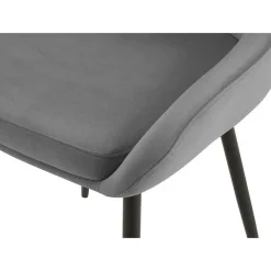 Eetkamerstoelen-CLP Set van 2 Eetkamerstoel Elmira zwart Frame - Fluweel - donkergrijs