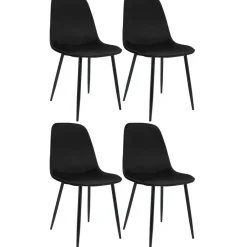 Eetkamerstoelen-CLP Set van 4 Eetkamerstoel Maryam zwart Frame - Fluweel - zwart