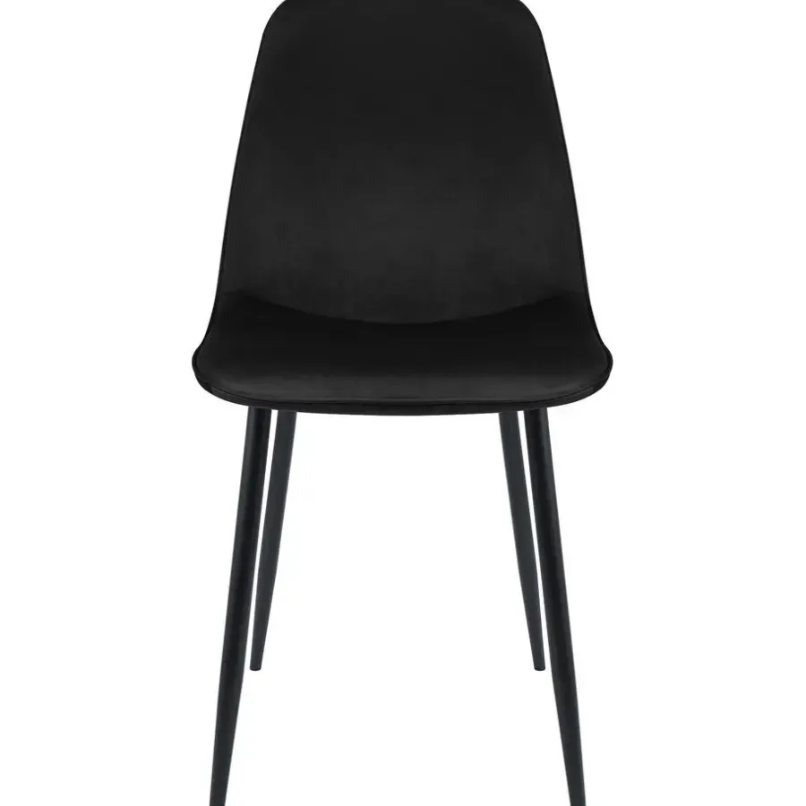 Eetkamerstoelen-CLP Set van 4 Eetkamerstoel Maryam zwart Frame - Fluweel - zwart