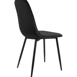 Eetkamerstoelen-CLP Set van 4 Eetkamerstoel Maryam zwart Frame - Fluweel - zwart