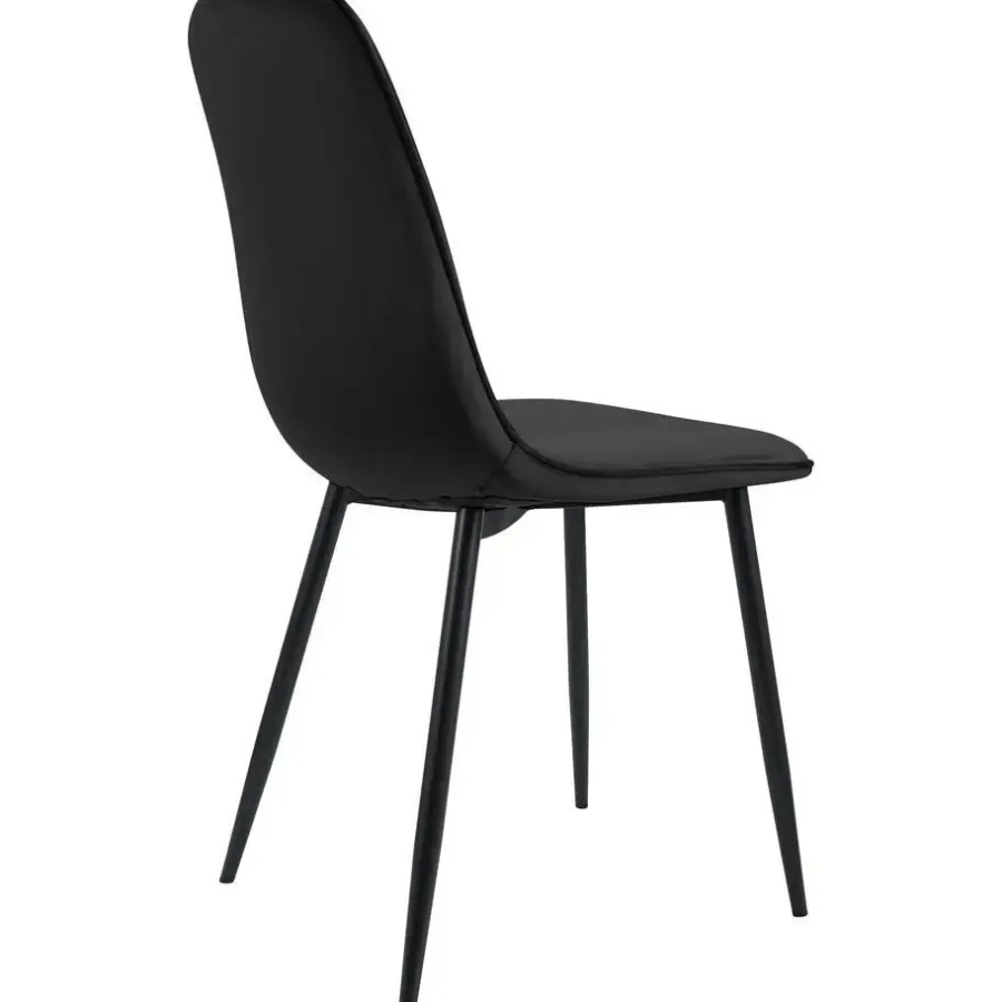 Eetkamerstoelen-CLP Set van 4 Eetkamerstoel Maryam zwart Frame - Fluweel - zwart