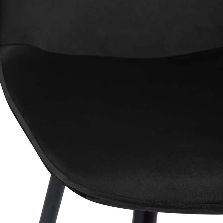 Eetkamerstoelen-CLP Set van 4 Eetkamerstoel Maryam zwart Frame - Fluweel - zwart