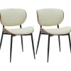 Eetkamerstoelen-CLP Set van 2 Eetkamerstoel Enid Kunstleer - walnoot/creme