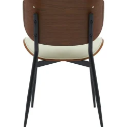 Eetkamerstoelen-CLP Set van 2 Eetkamerstoel Enid Kunstleer - walnoot/creme