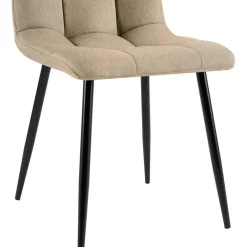 Eetkamerstoelen-CLP Set van 4 Eetkamerstoel Antibes zwart Frame - Stof - taupe