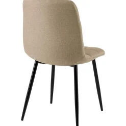 Eetkamerstoelen-CLP Set van 4 Eetkamerstoel Antibes zwart Frame - Stof - taupe
