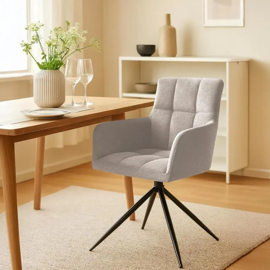 CLP Set van 2 Eetkamerstoel Jonah zwart Frame - Stof - taupe