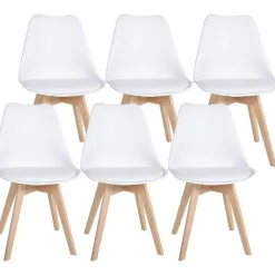 Eetkamerstoelen-CLP Set van 6 Eetkamerstoel Ramsey natura Frame - Kunststof - wit