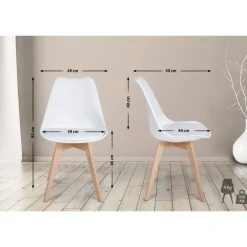Eetkamerstoelen-CLP Set van 6 Eetkamerstoel Ramsey natura Frame - Kunststof - wit
