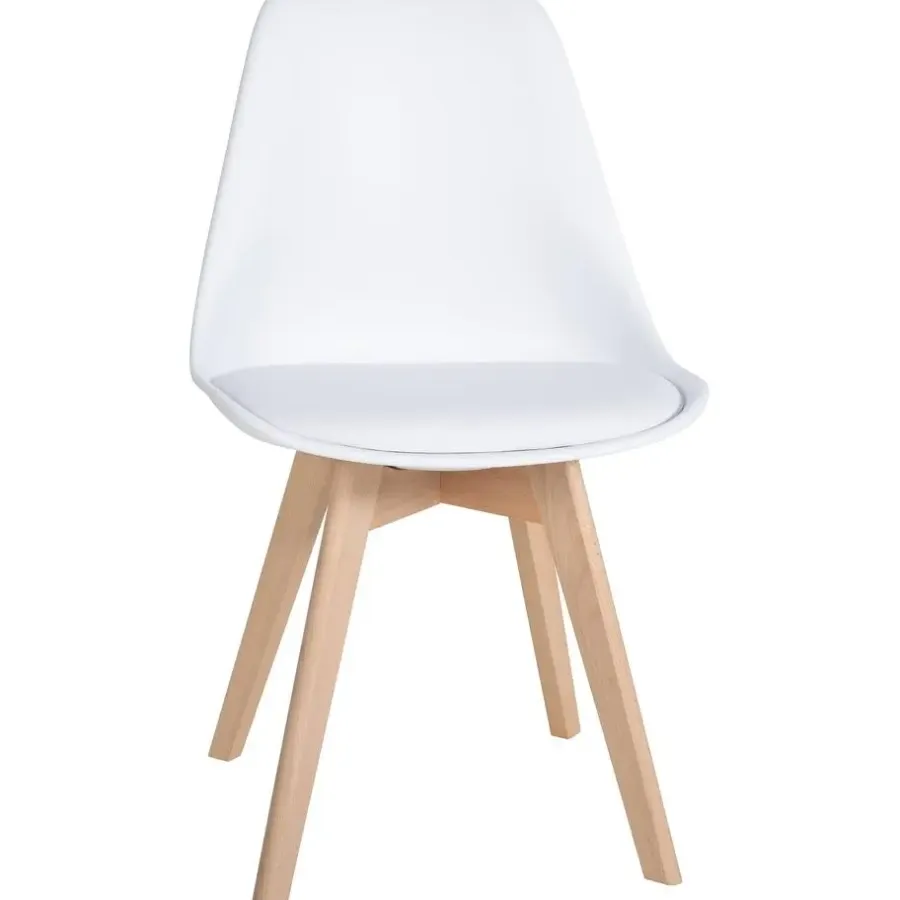 Eetkamerstoelen-CLP Set van 6 Eetkamerstoel Ramsey natura Frame - Kunststof - wit