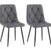 Eetkamerstoelen-CLP Set van 2 Eetkamerstoel Clairton zwart Frame - Stof - donkergrijs