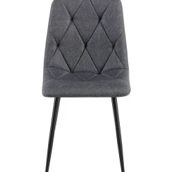 Eetkamerstoelen-CLP Set van 2 Eetkamerstoel Clairton zwart Frame - Stof - donkergrijs
