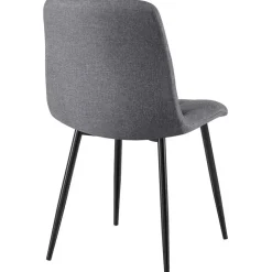Eetkamerstoelen-CLP Set van 2 Eetkamerstoel Clairton zwart Frame - Stof - donkergrijs