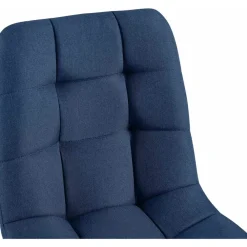 Eetkamerstoelen-CLP Set van 4 Eetkamerstoel Antibes zwart Frame - Stof - blauw