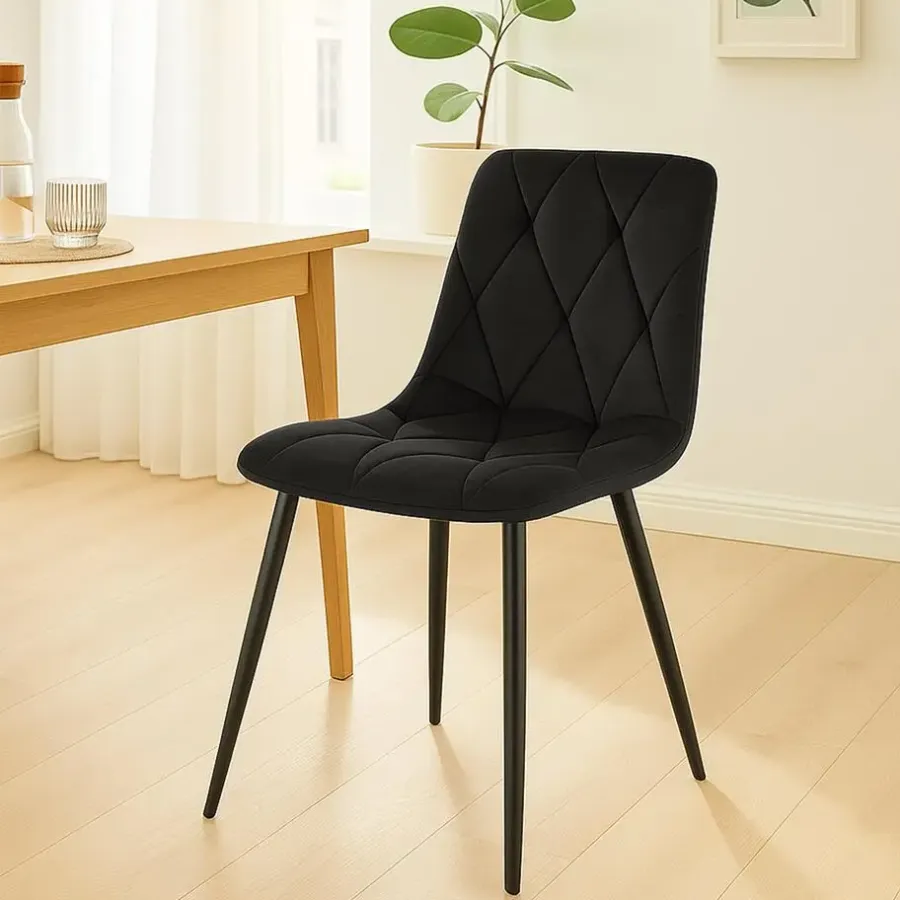 CLP Set van 2 Eetkamerstoel Clairton zwart Frame - Fluweel - zwart