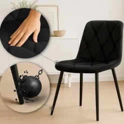 CLP Set van 2 Eetkamerstoel Clairton zwart Frame - Fluweel - zwart