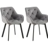 Eetkamerstoelen-CLP Set van 2 Eetkamerstoel Antigo zwart Frame - Fluweel - donkergrijs
