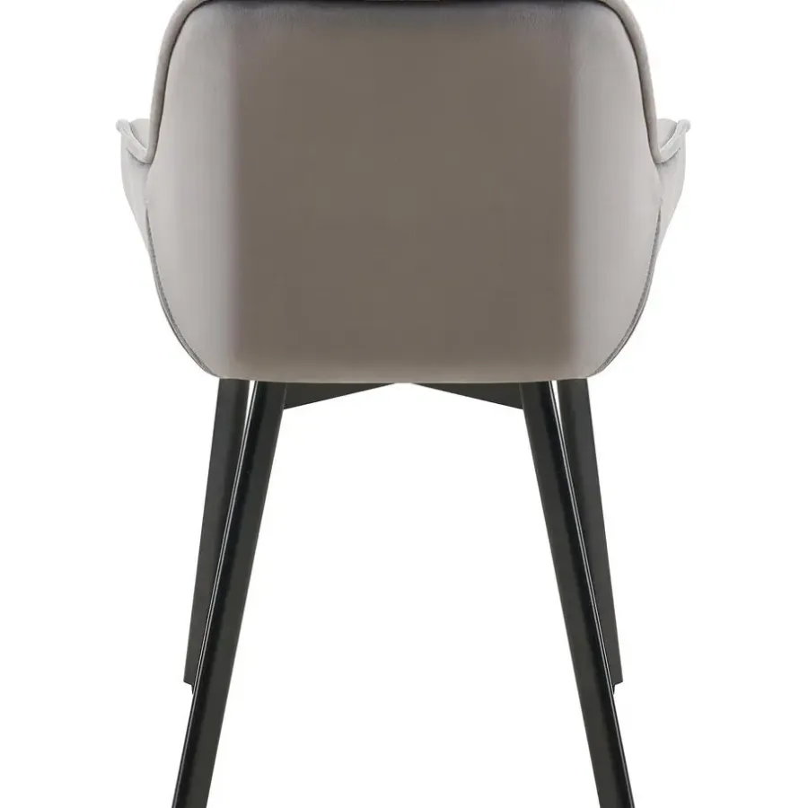 Eetkamerstoelen-CLP Set van 2 Eetkamerstoel Antigo zwart Frame - Fluweel - donkergrijs