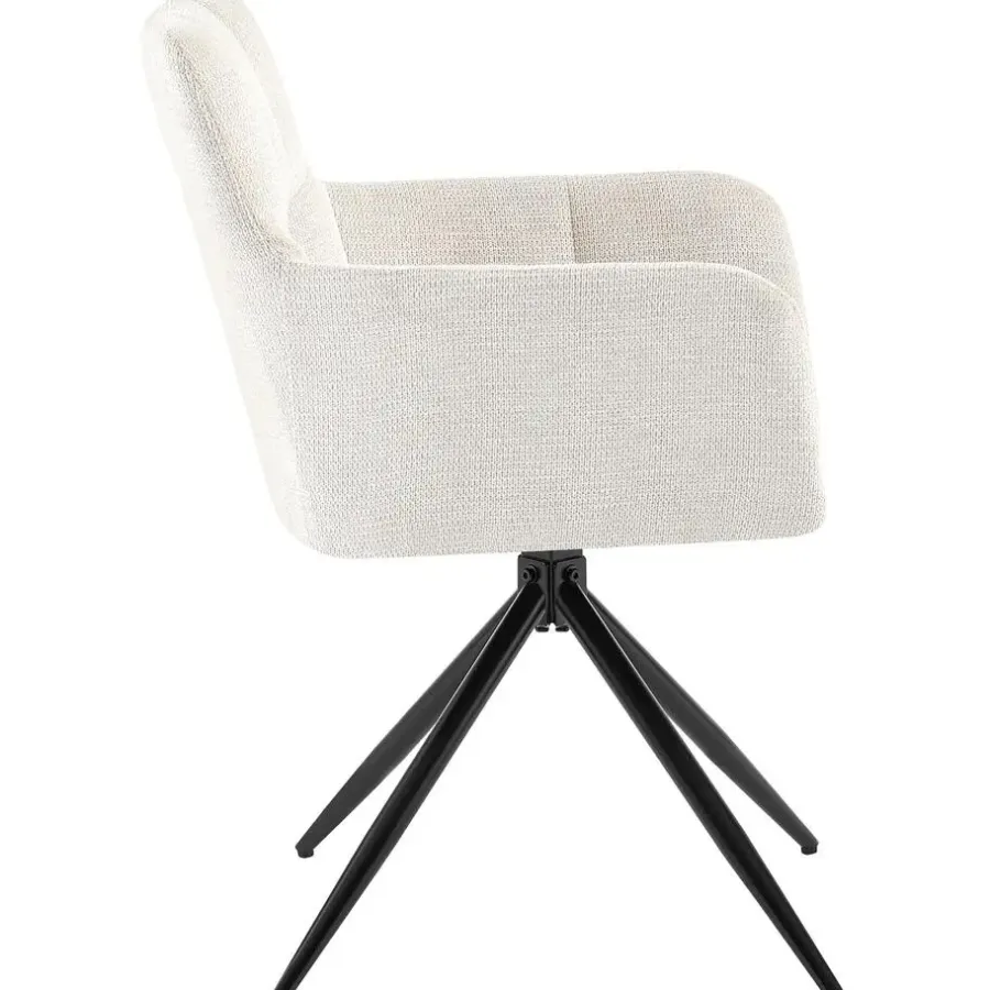 CLP Set van 2 Eetkamerstoel Jonah zwart Frame - Stof - creme