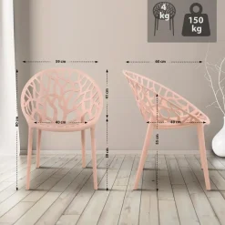 Bistro- & Balkonsets-CLP Set van 2 Tuinstoel Hope Kunststof - roze
